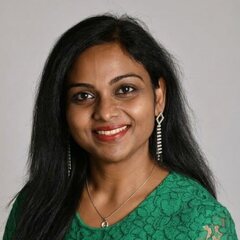 Ramya Sriramulu in a green lace dress